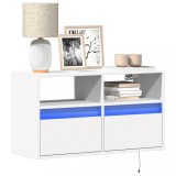 vidaXL Comodă TV de perete cu lumini LED, alb, 80x31x45 cm