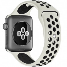 Curea pentru Apple Watch 38 mm Silicon Sport iUni Crem-Negru foto