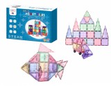 Cumpara ieftin Set de constructie magnetic, 56 piese, Magnetic Tiles, pastel de forme geometrice diferite, 2D, 3D