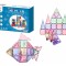 Set de constructie magnetic, 56 piese, Magnetic Tiles, pastel de forme geometrice diferite, 2D, 3D