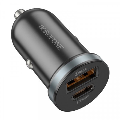 Incarcator Auto Borofone BZ22 Scenery, 30W, 3A, 1 x USB-A - 1 x USB-C, Negru foto