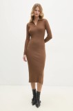 Answear Lab rochie culoarea maro, midi, mulată