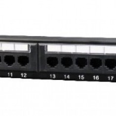 PATCH PANEL GEMBIRD 24 porturi, Cat5e, 1U pentru rack 19", suport posterior pt.