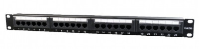 PATCH PANEL GEMBIRD 24 porturi, Cat5e, 1U pentru rack 19&amp;quot;, suport posterior pt. foto