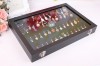 Cutie Prezentare Pandantive/Cercei, 56 Locuri, 35x24x5 cm, Geam Plexiglas, Interior Catifea Neagra, Negru