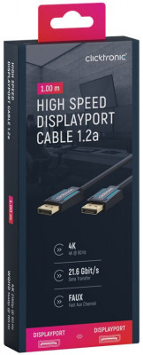 Cablu Profesional DisplayPort - DisplayPort 1m v1.2a 4K 60Hz 21.6Gbit/s AWG26 OFC Clicktronic 70710 foto