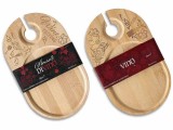 Cumpara ieftin Set 2 platouri aperitive cu suporturi pahare vin, lemn cm 25 x 15 H