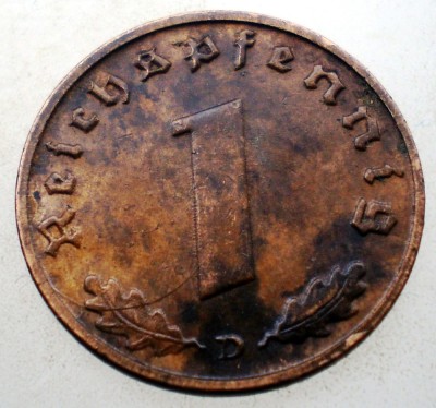 B.127 GERMANIA 1 REICHSPFENNIG 1939 D foto