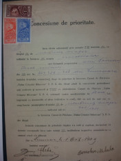 LOT 64 document 1929 cu timbre fiscale Ferdinand efigia in cerc foto