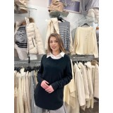 Bluza dama neagra cu aplicatie de guler