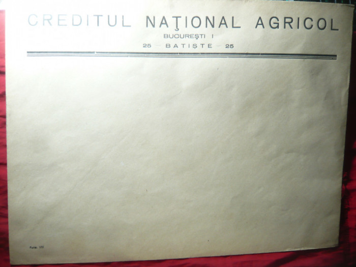 Plic mare pt acte , interbelic -antet Creditul National Agricol 38,5x29cm