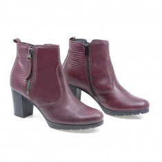 Ghete Dama, Caspian-Cas-5021, Casual, Piele Naturala, Bordo