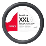 Husa volan auto tip piele XXL 44-46 cm SWC-48-XXL AMiO, acoperire pentru volan cu interior antiderapant si montaj rapid, culoare neprecizata