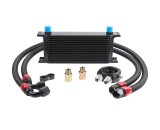 Kit complet radiator ulei universal din aluminiu, 16 randuri, 330 x 50 x 115 mm, AN10 37 , cu furtunuri si adaptor pentru filtru de ulei, negru