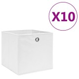 Cumpara ieftin Cutii depozitare, 10 buc., alb, 28x28x28 cm, material netesut