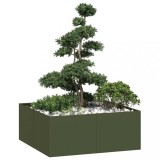 VidaXL Jardinieră verde măsline 100x100x40 cm oțel