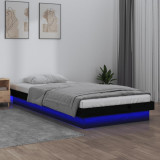 VidaXL Cadru de pat LED, negru, 100x200 cm, lemn masiv de pin