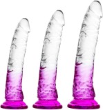 Set dildo Crystal Glam 3pcs Transparent/Roz