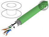 Cablu Ethernet Industrial S/FTP Cat6a PVC Verde 22AWG 4 Perechi