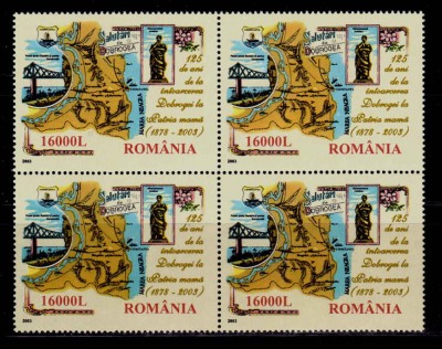 RO 2003 ,LP 1620 ,&amp;quot; 125 ani intoarcerea Dobrogei &amp;quot; serie bloc de 4 ,MNH foto