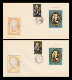 1973 Romania - FDC Dimitrie Cantemir x 2 varietati culoare grafica, LP 828-829