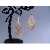Cercei Aurii Lungi Vintage Handmade cu Romboane &amp; Lanțuri - Bijuterii Fashion Elegante, 7cm