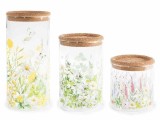 Cumpara ieftin Set 3 borcane depozitare sticla &Oslash; 10 cm x 21 H, &Oslash; 10 x 16 H, &Oslash; 10 x 11 H