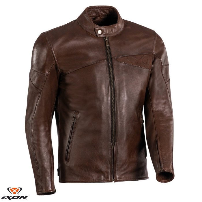 Geaca (jacheta) barbati pentru scuter - motocicleta piele Urban/Heritage Ixon All season model Cranky MS culoare: maro Maro S