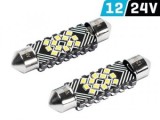 Set 2 Becuri LED Auto Festoon SV8.5 41mm, 12/24V, 6500K, 250 lumeni, Alb Rece, Canbus, Exterior Auto