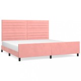 Cumpara ieftin Cadru de pat cu tablie, roz, 200x200 cm, catifea
