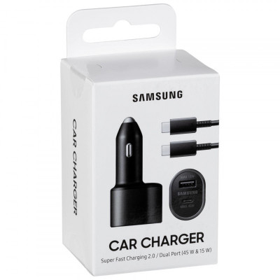 Samsung Car Quick Charger Dual, USB 15W &amp;amp;amp; Type-C 45W, Black foto