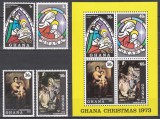 Ghana 1973 - Crăciun, cu picturi de Murillo, Tiepolo, Serie + Colita, MNH