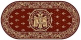 Cumpara ieftin Covor Oval Model Bisericesc Lotos 15077-210, Imprimeu cu Vultur Bicefal, Marime 80 x 150 cm, Grena, Rosu, Inaltime Fir 8 mm, Antialergic, Polipropilen