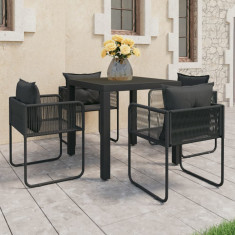 Set mobilier masa de gradina, 5 piese, negru, ratan PVC GartenMobel Dekor foto