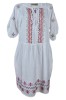 Rochie traditionala R24, alb crystal/roz , marimea L, Bumbac
