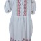 Rochie traditionala R24, alb crystal/roz , marimea L