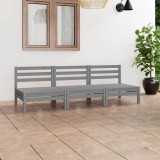 Gossi set mobilier de gradina, 3 piese, gri, lemn masiv de pin
