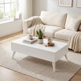 Cumpara ieftin Masuta Cafea cu sertar Adore Living, Alb - Maro - Natur, 110x42x65 cm