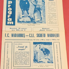 Program meci fotbal FC "MARAMURES" BAIA MARE - CIL SIGHETU MARMATIEI(30.09.1990)