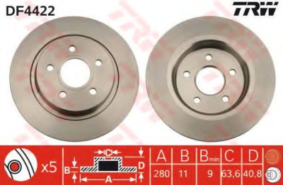 Disc frana FORD C-MAX (DM2) (2007 - 2016) TRW DF4422 foto