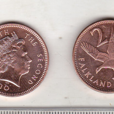 bnk mnd Insulele Falkland 2 penny 2011 unc , pasare