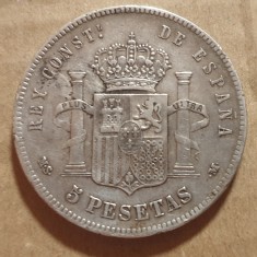 Spania 5 Pesetas 1885 argint Alfonso Xll