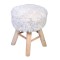 Taburet decorativ, 32 x 42 cm, poliester, cadru lemn, maxim 100 kg, Alb/Natur