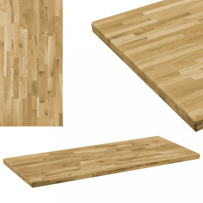 vidaXL Blat masă, lemn masiv stejar, dreptunghiular, 44 mm, 140x60 cm foto