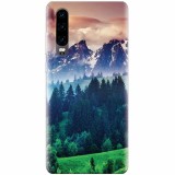 Husa silicon pentru Huawei P30, Forest Hills Snowy Mountains And Sunset Clouds