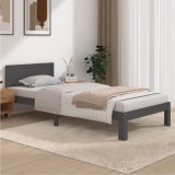 VidaXL Cadru de pat, gri, 90x200 cm, lemn masiv de pin