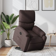 vidaXL Fotoliu electric rabatabil cu ridicare, maro &icirc;nchis, textil