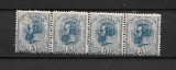 ROMANIA 1893-1908 - SPIC DE GRAU, 5 BANI, STRAIF DE 4 VALORI, MNH (2) - LP 51d, Nestampilat