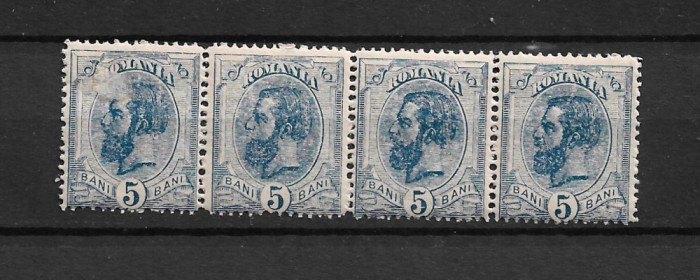 ROMANIA 1893-1908 - SPIC DE GRAU, 5 BANI, STRAIF DE 4 VALORI, MNH (2) - LP 51d