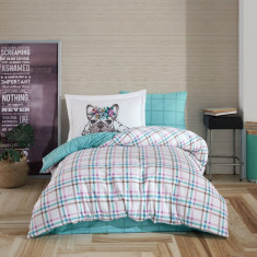 Lenjerie de pat pentru o persoana, 3 piese, 160x220 cm, 100% bumbac poplin, Hobby, Monart, verde